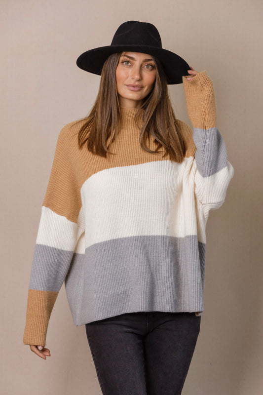 Candice Colour Block Mock Neck Knit