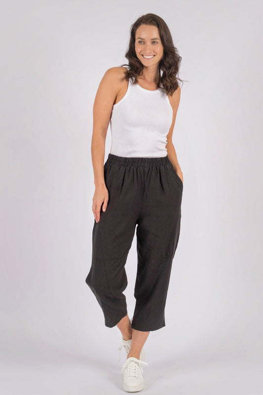 Noah Linen pant - black