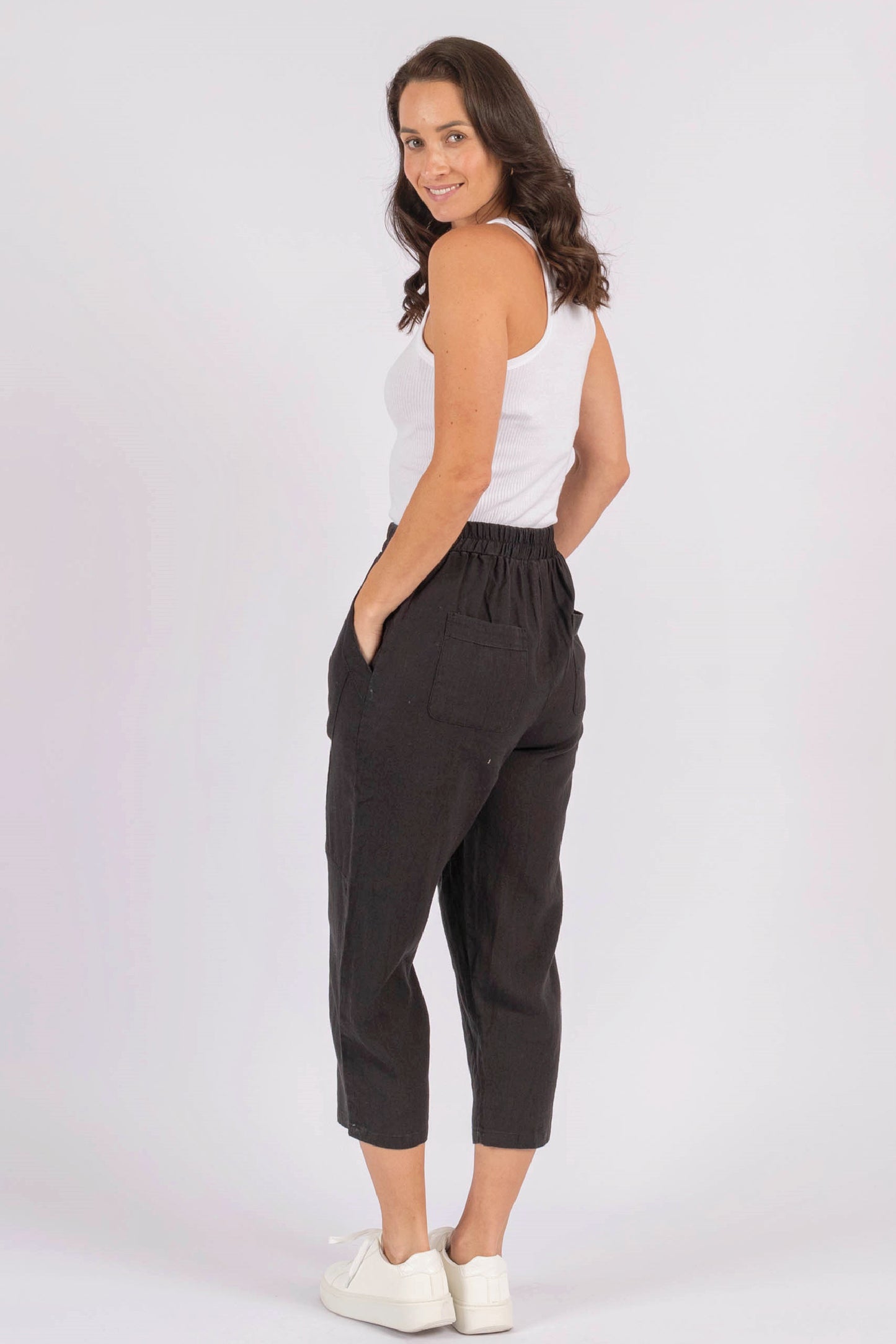 Noah Linen pant - black