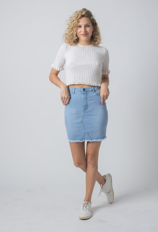 Stretch Light Blue Skirt