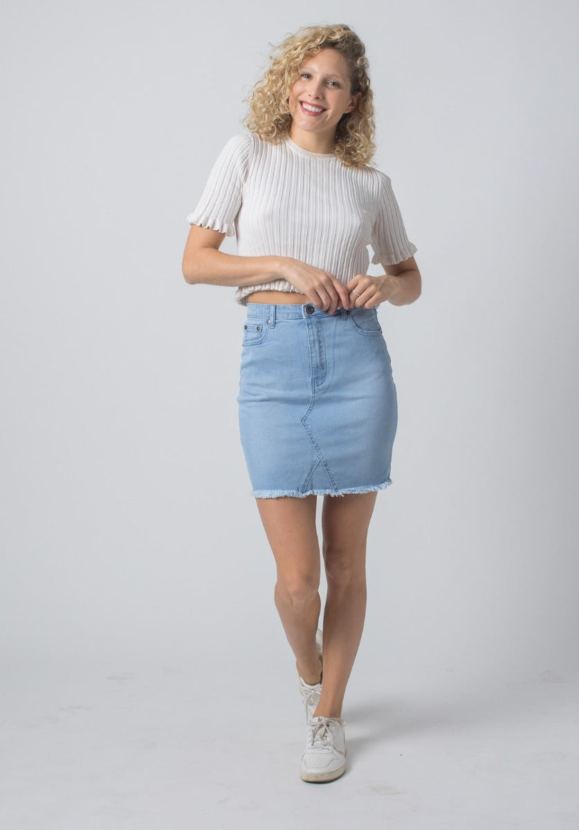 Stretch Light Blue Skirt